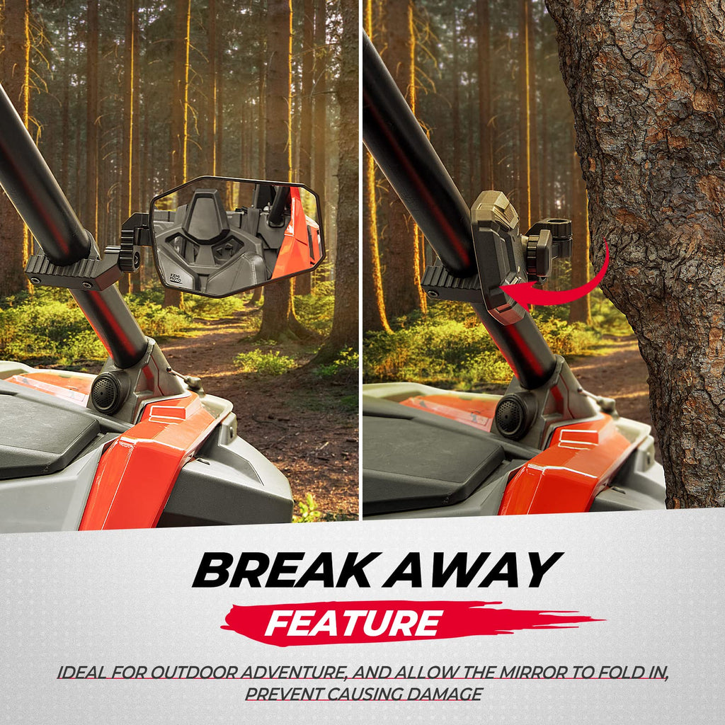 UTV Side Mirrors Fit 1.65"-2" Roll bar for RZR/ X3/ Pioneer/ Talon/ Kawasaki/ CFMOTO (1 pair)