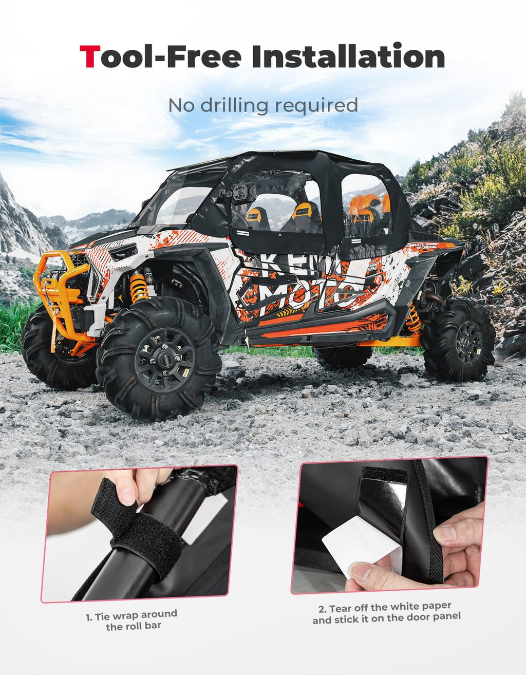 Soft Upper Door Cab Enclosure Set for Polaris RZR XP 4 1000 2014-2023 – fits Polaris RZR XP 4 1000 (2014-2023) (view 5)