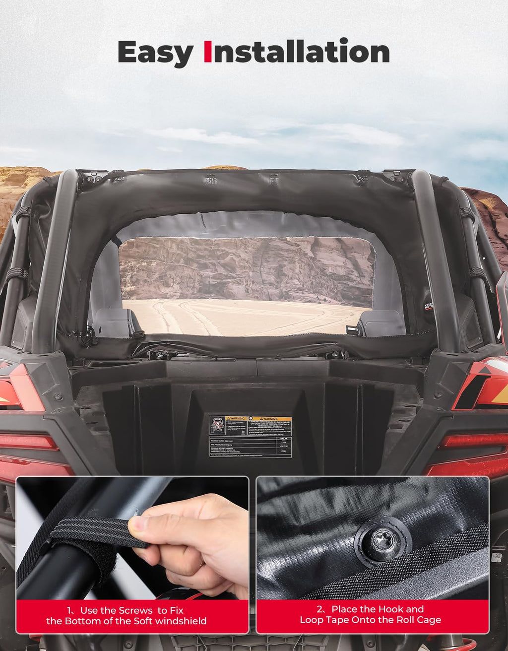 UTV Soft Rear Windshield for RZR PRO XP /Turbo R – fits Polaris RZR Turbo R (view 6)