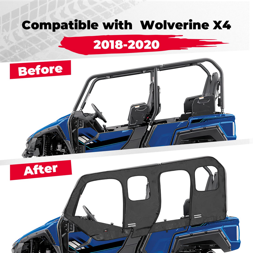 Soft Cab Enclosure Upper Doors for Yamaha Wolverine X4/SE 2018-2020 – fits Yamaha Wolverine X4 850 (view 6)