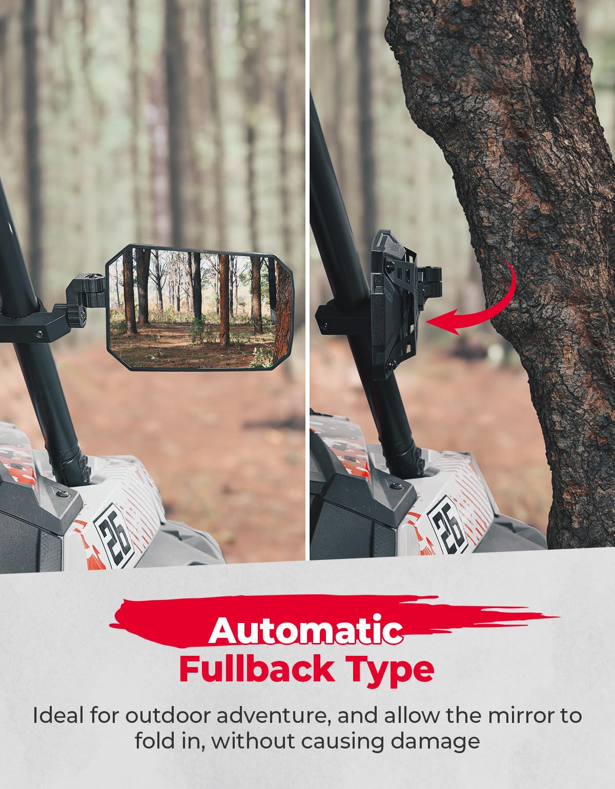 UTV Side Mirrors, Tool-free Multi-Adjustment for Can Am Maverick X3/ RZR w/ 1.65-2" Roll bar – fits Can-Am Maverick X3...