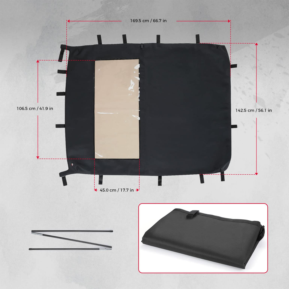 Canvas Roof Top Tint Waterproof for Polaris Ranger Crew XP 1000