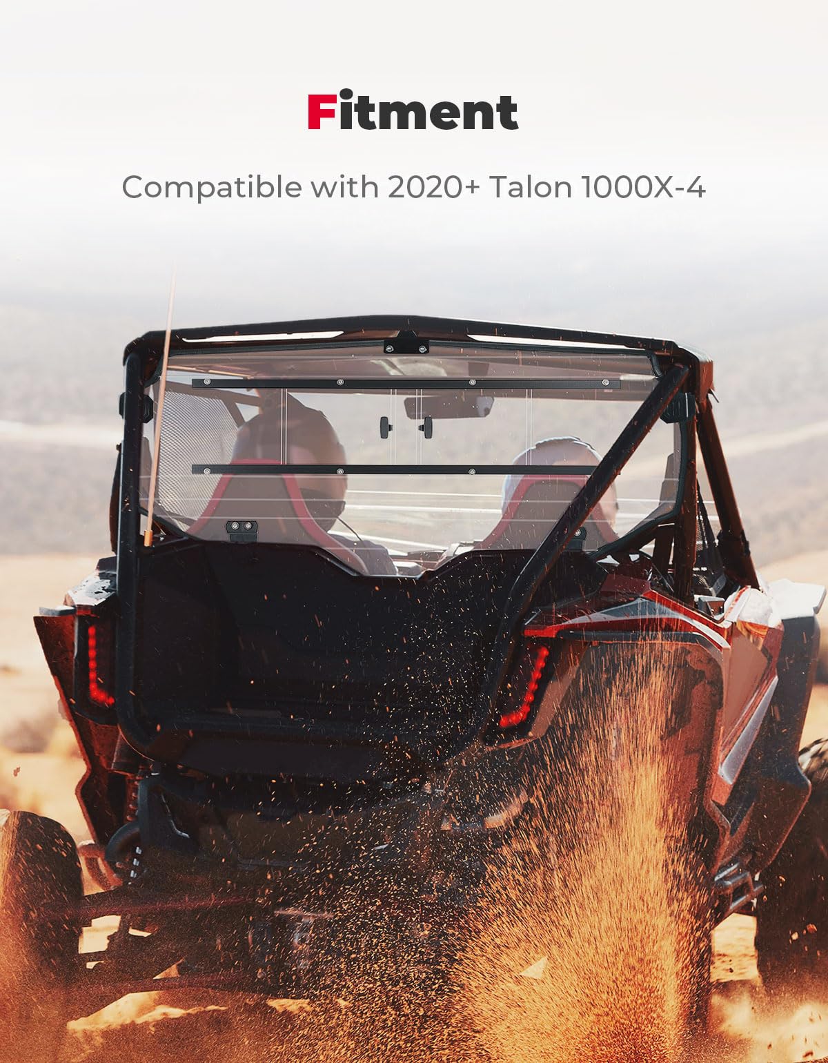 UTV Rear Windshield Sliding Vented Back Window for Talon 1000X-4 – fits Honda Talon (view 6)
