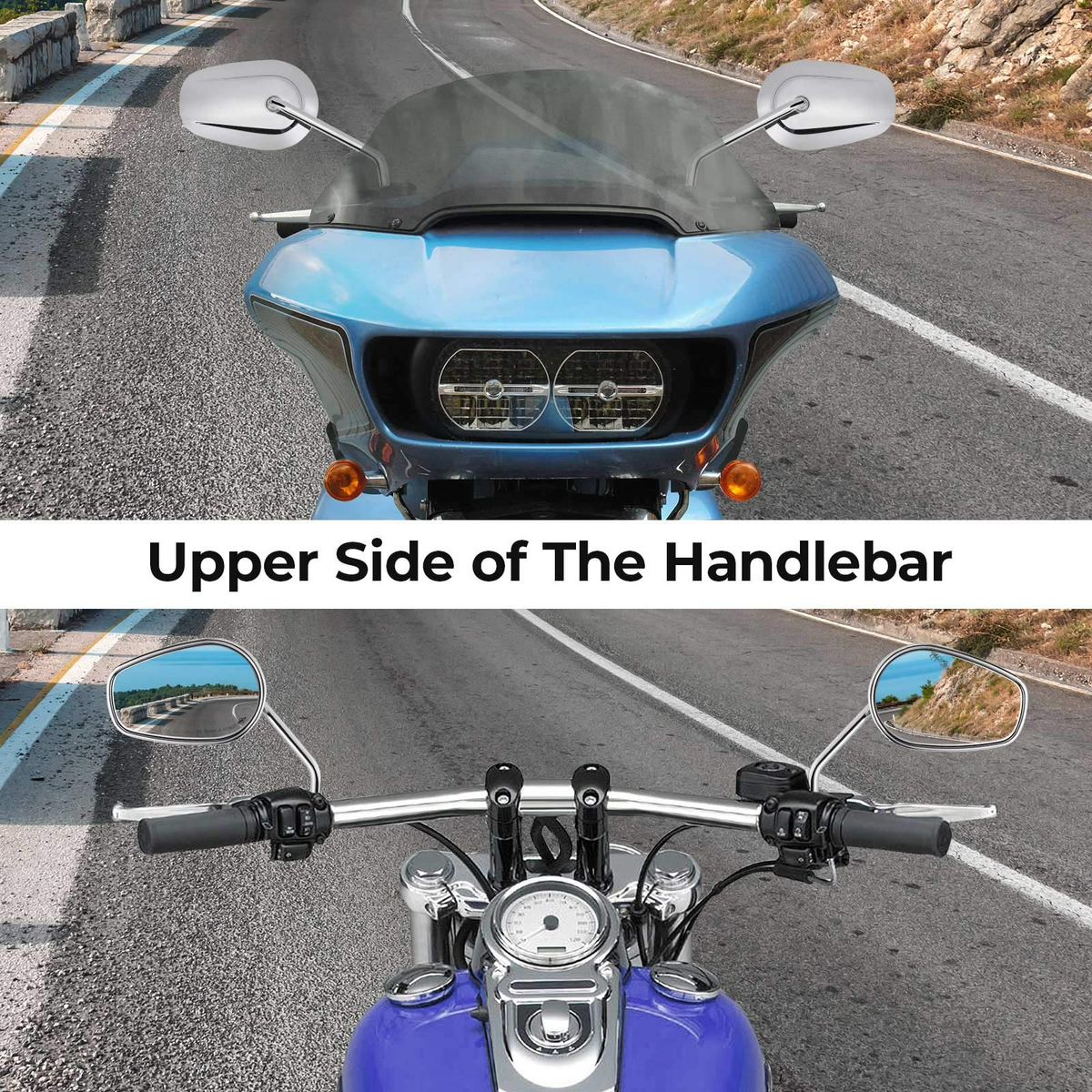Side Rear View Mirrors with M8 Thread for Harley – fits Polaris Ranger (view 7)