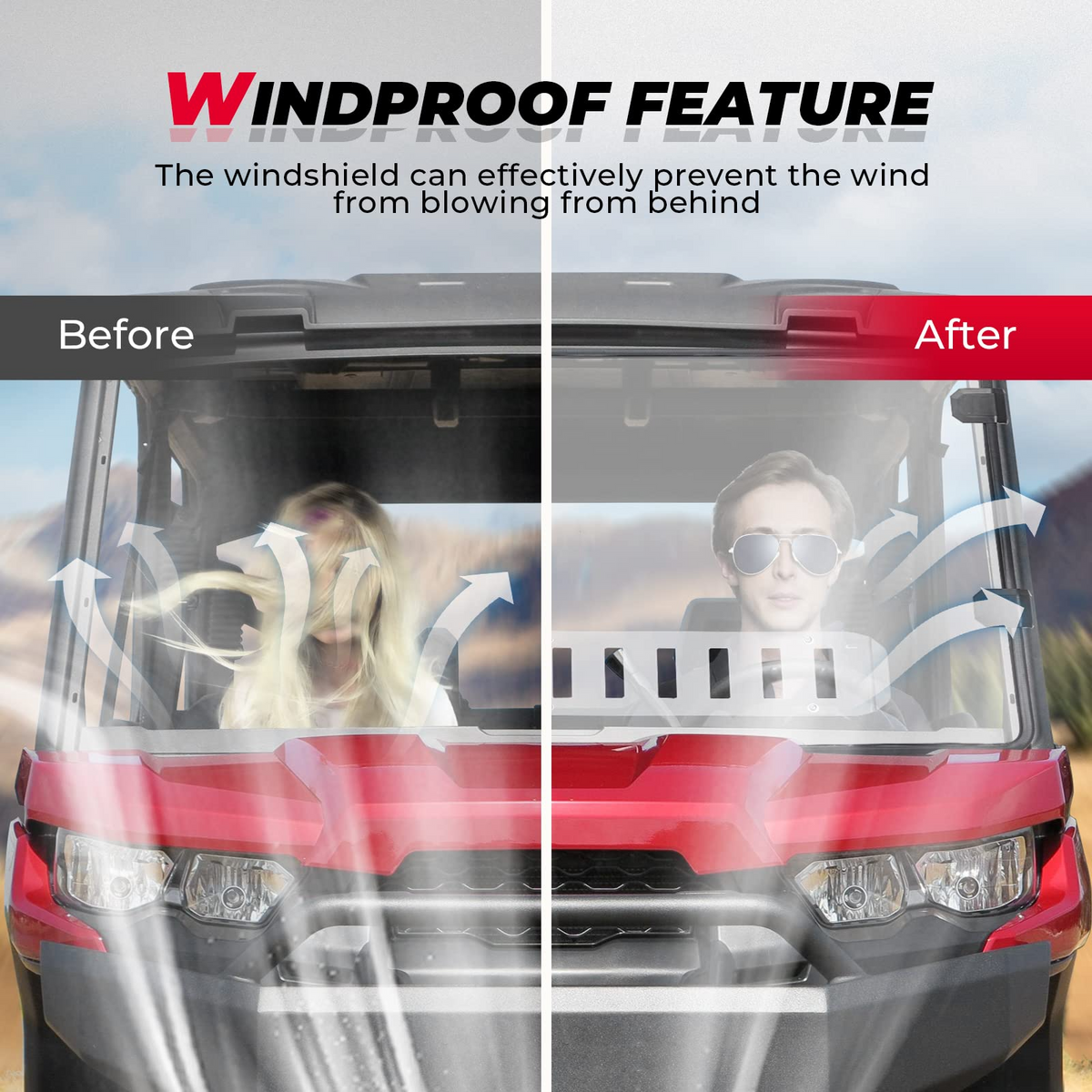 Front Vented Full Windshield for Can Am Defender HD 5/ 8 / 10 / MAX – fits Can-Am Defender HD9