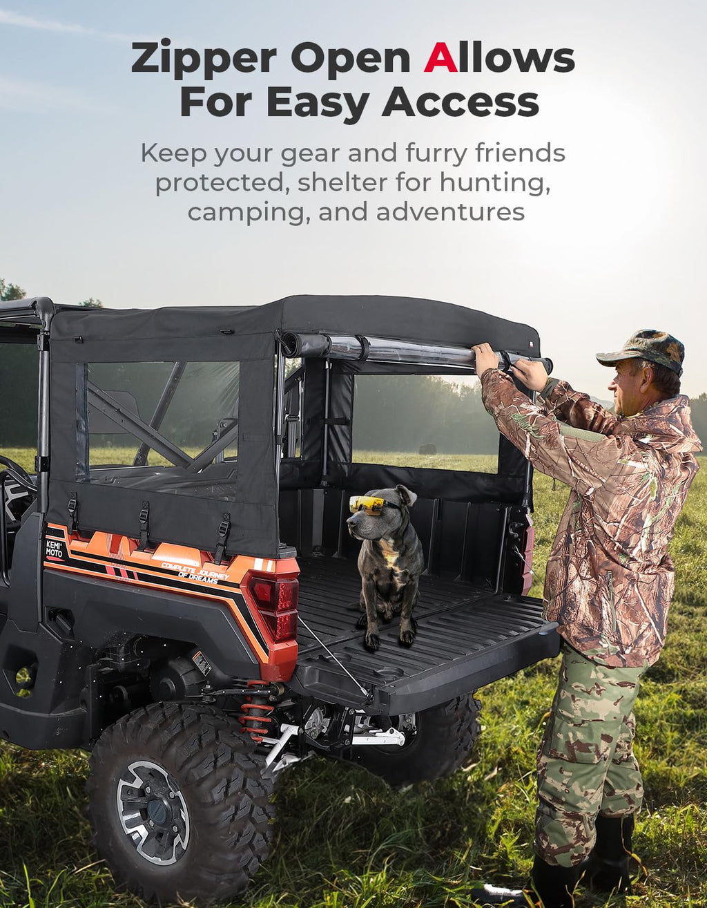 UTV Soft Cargo Camper Bed Cover Rack for Polaris Ranger 570 Full-size/XP 900/1000 / XP 1000 / Crew