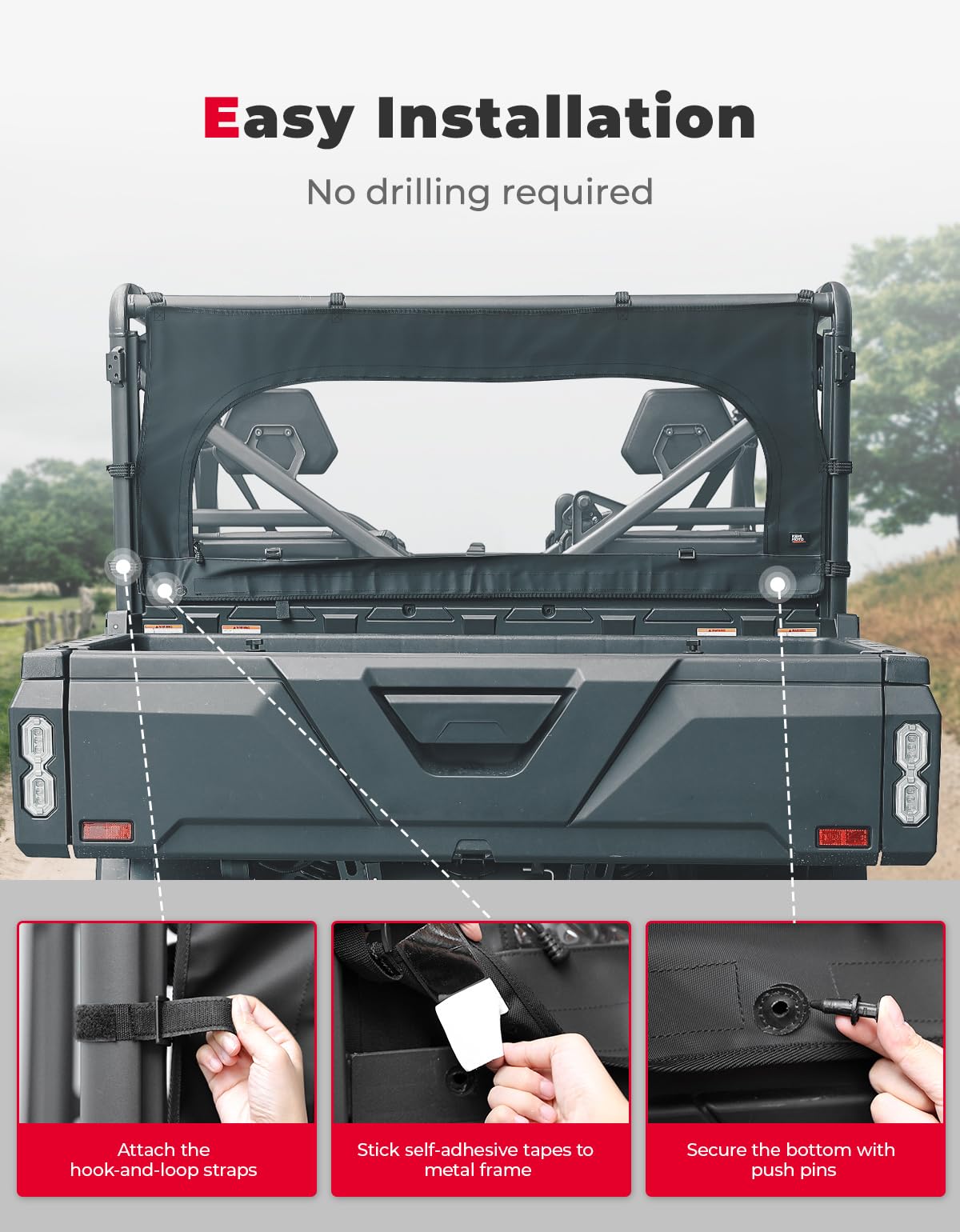Rear Soft Windshield with Zipper for CFMOTO Uforce 1000/1000XL