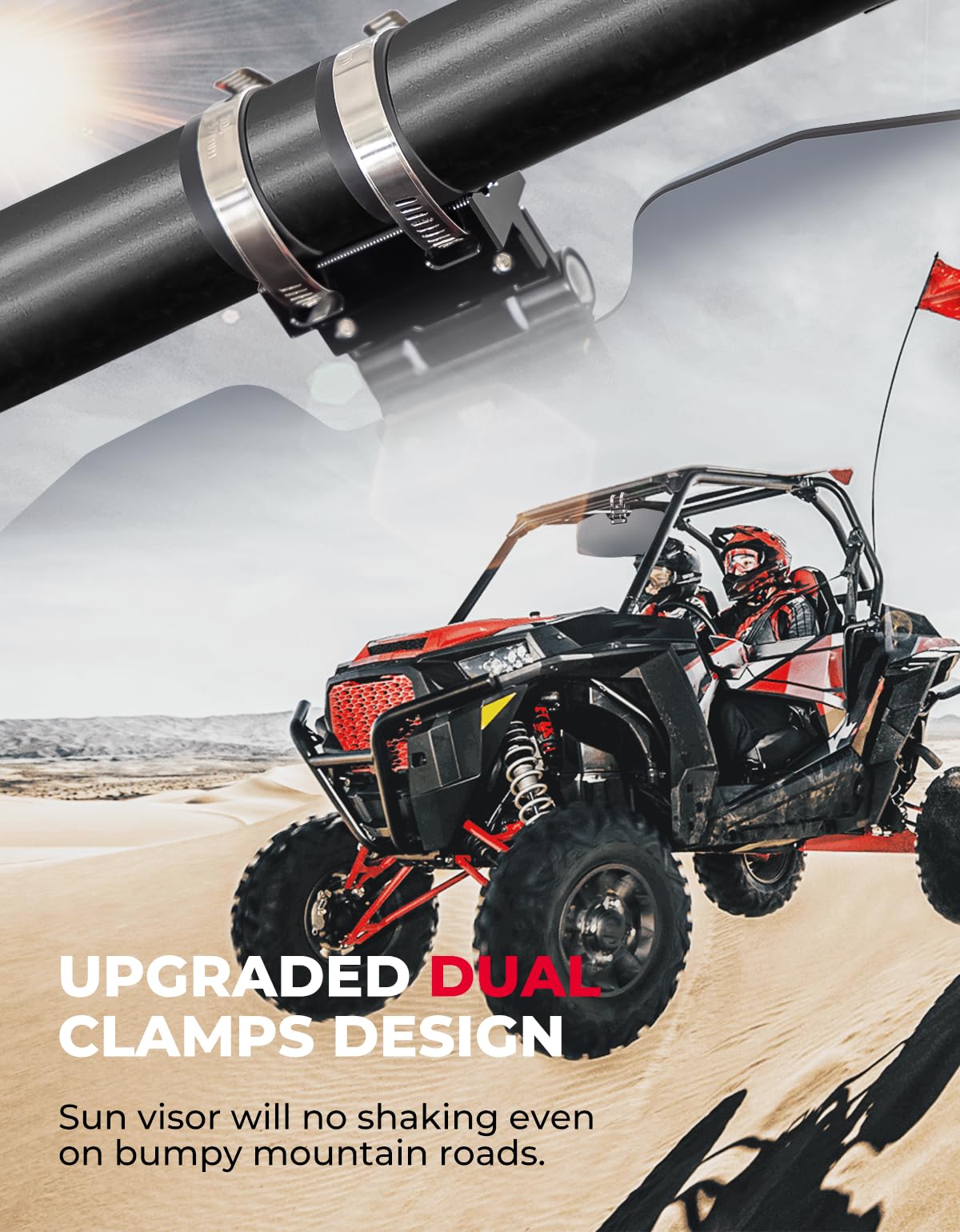 UTV Sun Visor Fit 1.5-2 in Roll Bars UTV Side X Side with Windshield – fits Polaris Ranger (view 7)