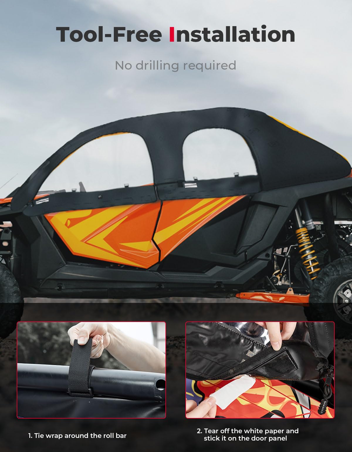 Soft Upper Door Cab Enclosure Set for Polaris RZR PRO XP 4/Turbo R 4 – fits Polaris RZR Turbo R 4 (view 6)