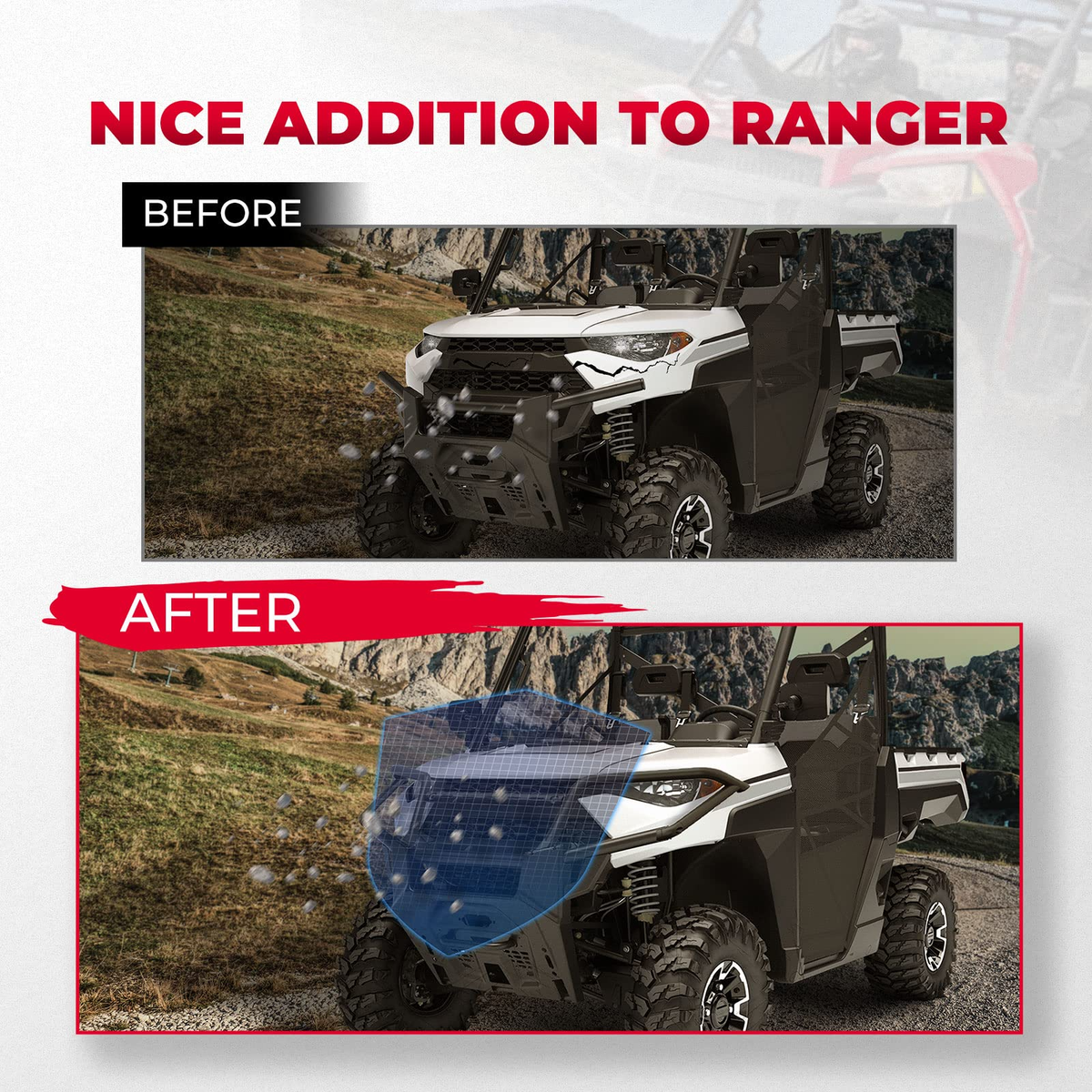 Front Bumper Upper Brush Guard for Polaris Ranger XP 1000 / Crew 2018-2024