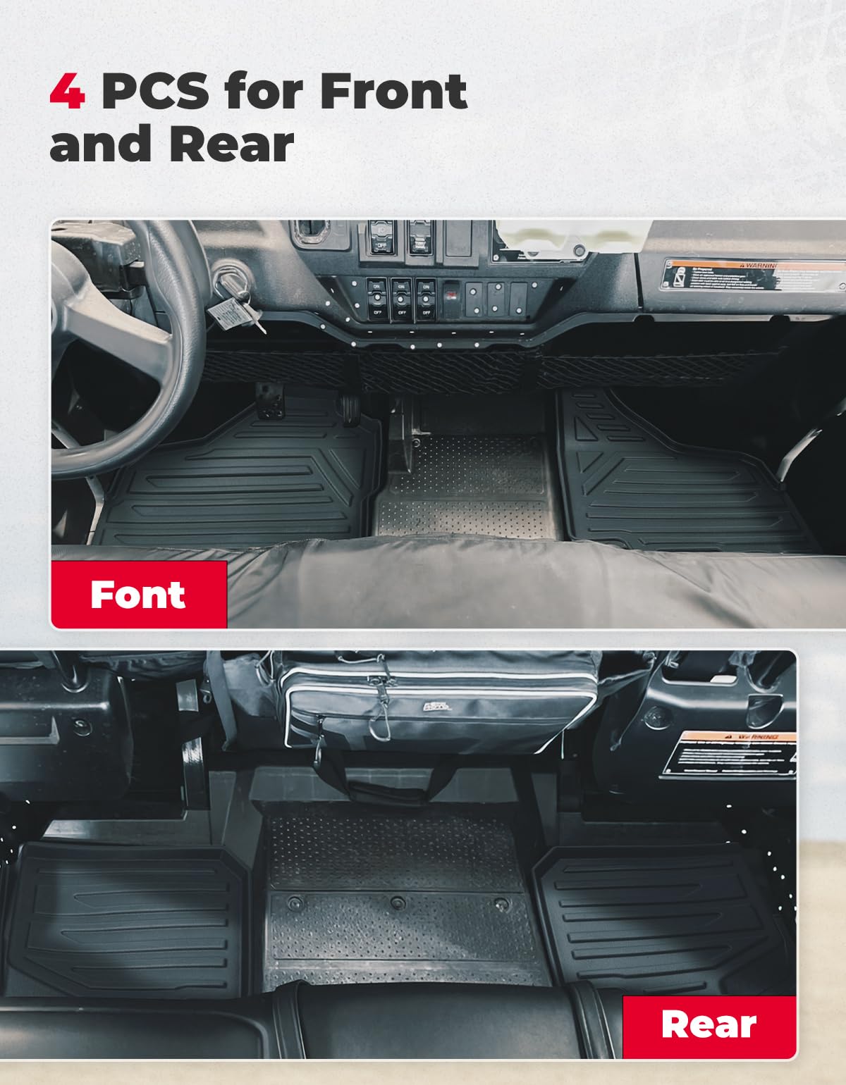 Floor Mats TPE All-Weather Anti-Slip Liners for Pioneer 1000-6 (4 Pcs) – fits Honda Pioneer (view 6)
