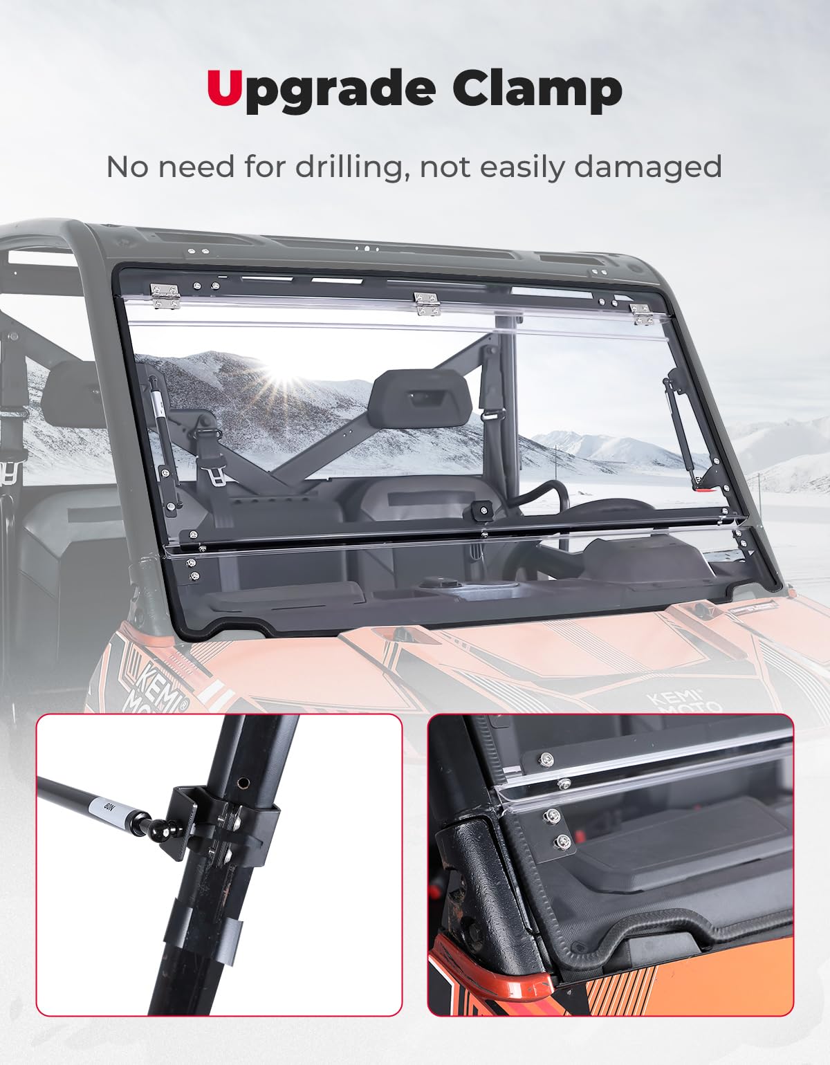 2-IN-1 Flip Windshield for Polaris Ranger XP 900/1000/ Crew 2014-2026