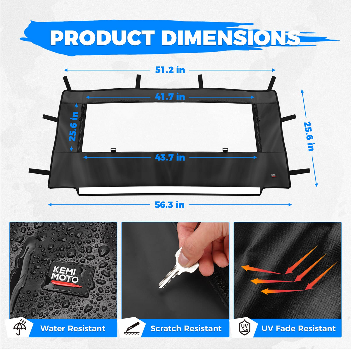 PVC Soft Rear Windshield for Polaris General 1000 /XP 1000 – fits Polaris General 4 1000 (view 6)