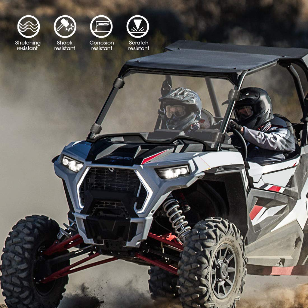 Front Full Windshield with 4 Black Clamps for Polaris RZR – fits Polaris RZR XP 4 1000 (2014-2023) (view 6)