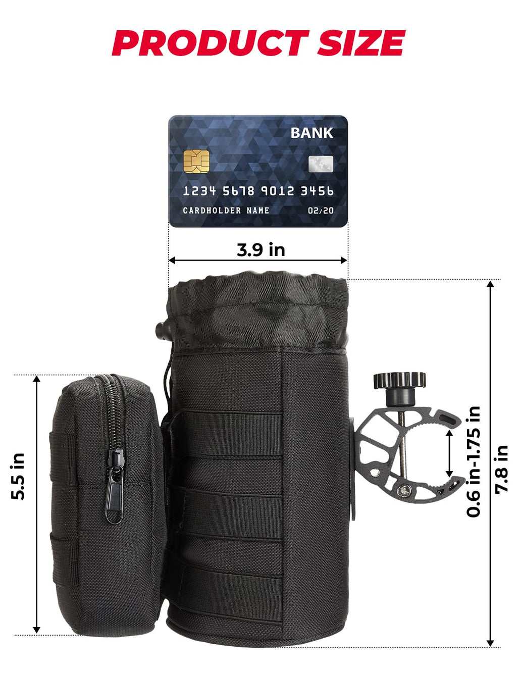Oxford Fabric Cup Holder with Upgrade Alligator Clamp for UTV ATV Motorcycle Bike