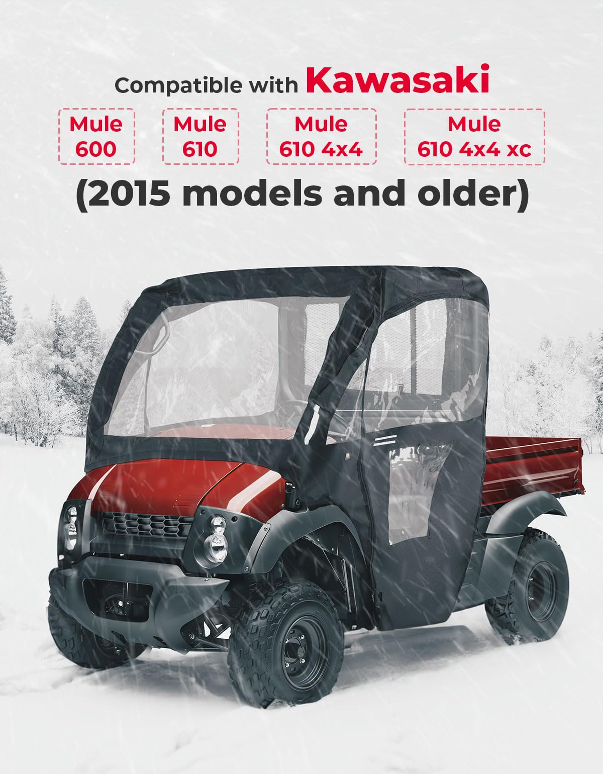 Soft Cab Enclosure Doors for Kawasaki Mule 600 610 (2015 models and older) – fits Kawasaki Mule 600 / 610 (view 7)