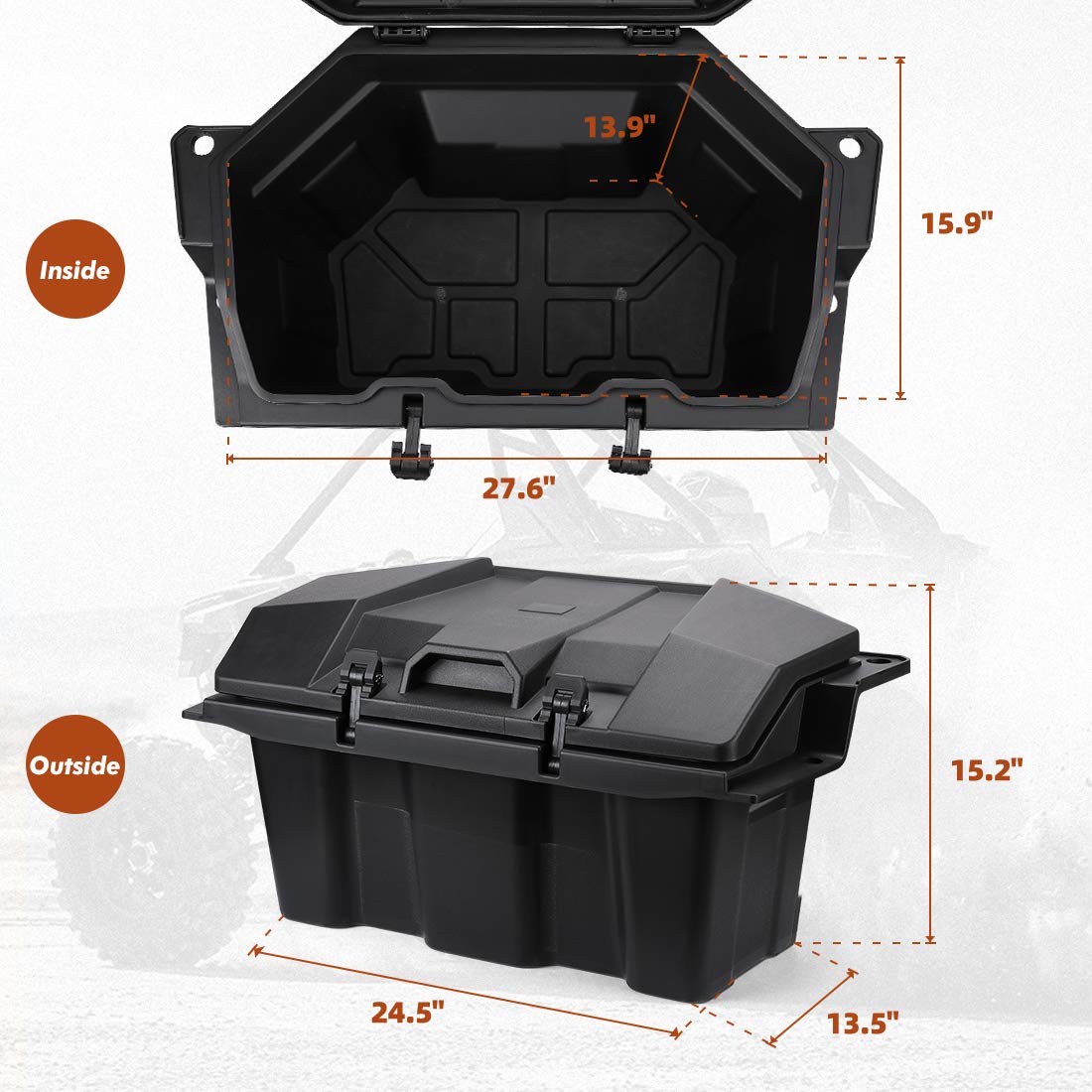 73 QT Rear Storage Bed Box for Polaris RZR PRO XP / 4 (2020-2024) – fits Polaris RZR Pro XP (view 6)