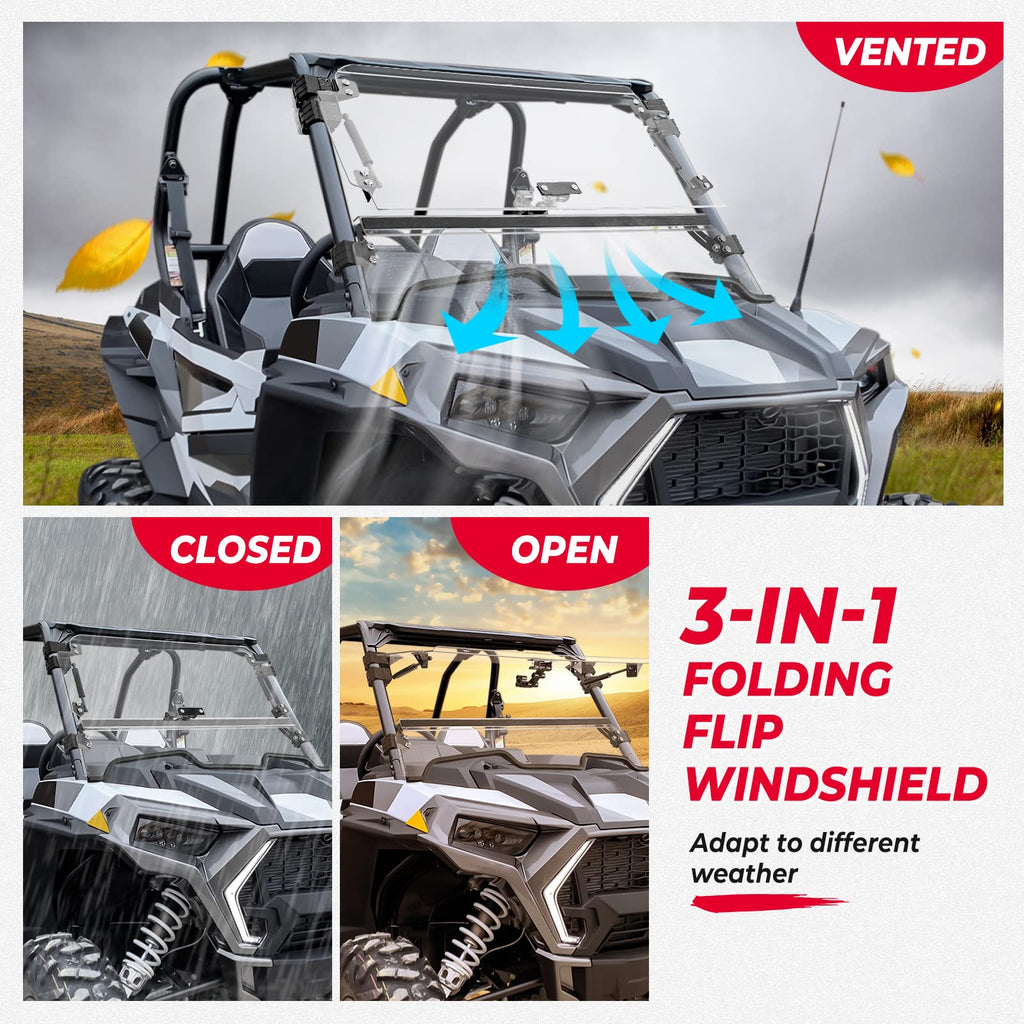 Cab Enclosures 2 Soft Upper Doors 3-IN-1 Flip Windshield for Polaris RZR XP 1000 – fits Polaris RZR XP Turbo (view 6)