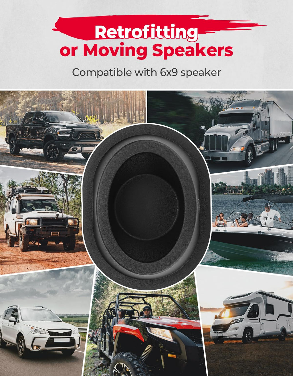 2PCS UTV Universial Speaker Pods for 6.5" Speakers