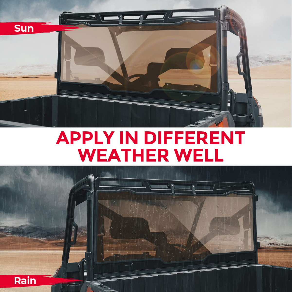 Tint Anti UV Rear Windshield for Polaris Ranger XP 1000/ Crew 2017-2026