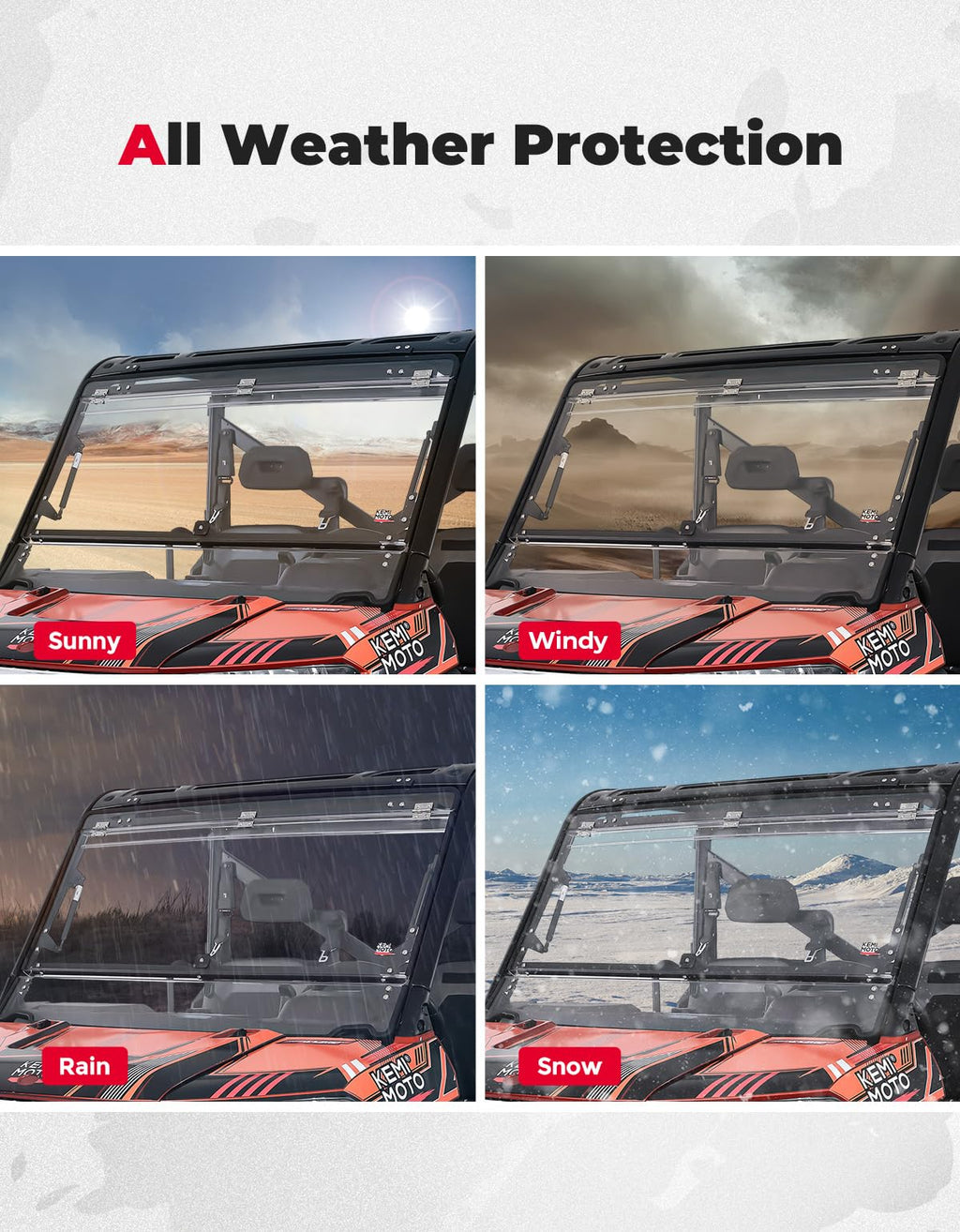 2-IN-1 Flip Windshield for Polaris Ranger XP 900/1000/ Crew 2014-2026