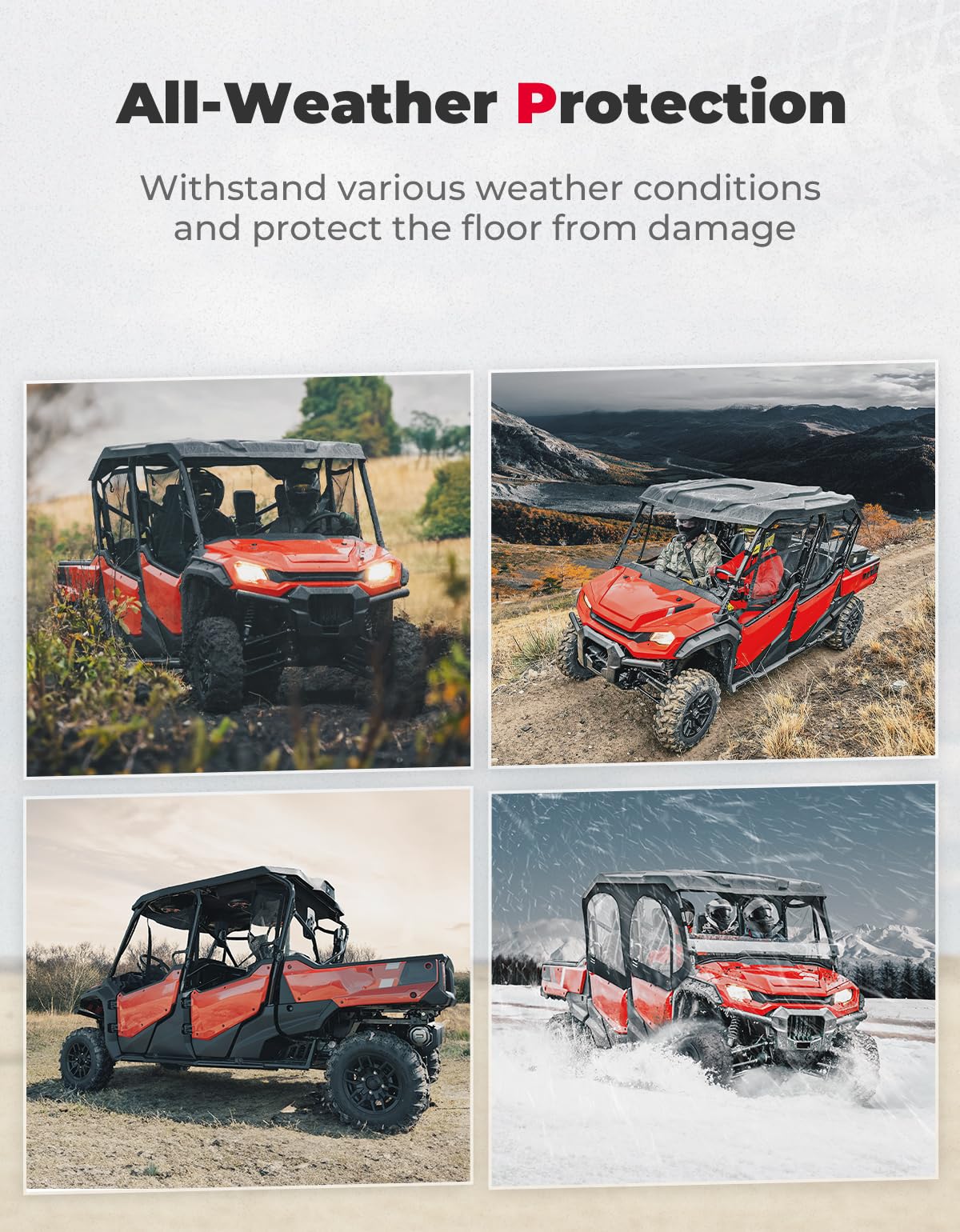 Floor Mats TPE All-Weather Anti-Slip Liners for Pioneer 1000-6 (4 Pcs) – fits Honda Pioneer (view 7)