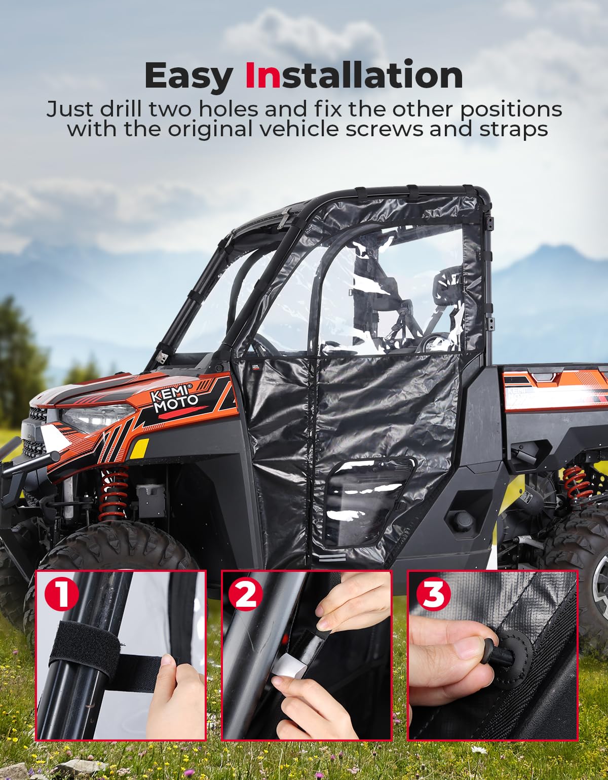 UTV Cab Enclosure Upper Doors for Ranger XP 1000 (2017-2025) – fits Polaris Ranger 1000 Diesel (view 7)