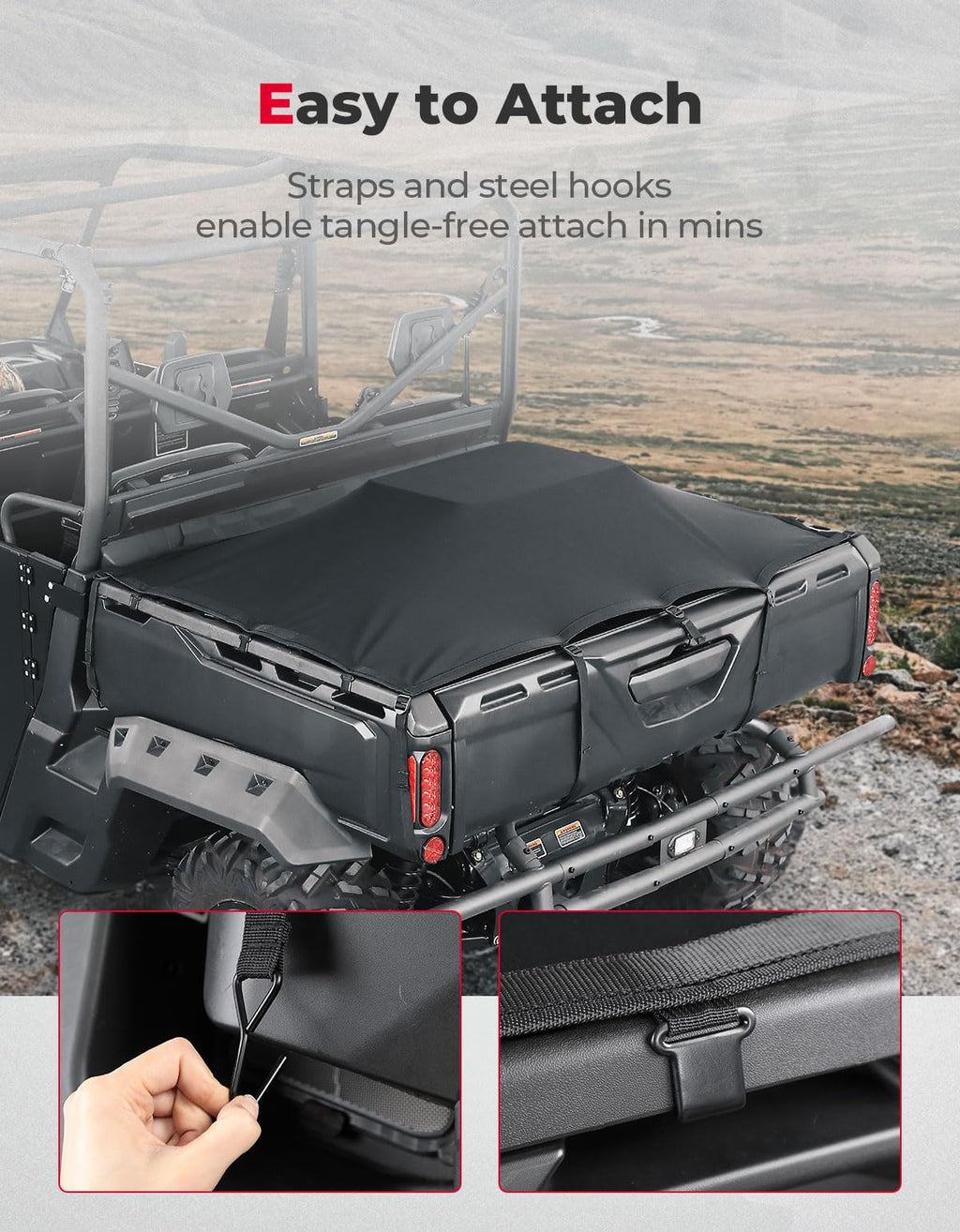 Stretchable Cargo Bed Net for Can-Am Defender / Polaris Ranger General – fits Polaris General 1000 (view 7)