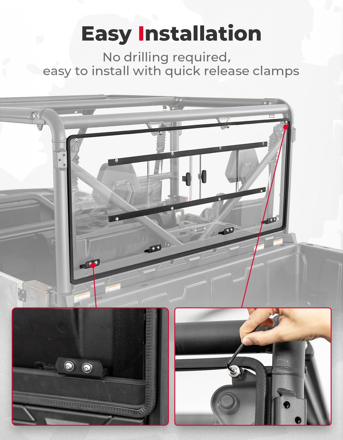 Rear Sliding Vented Windshield for CFMOTO UForce 1000 / 1000XL