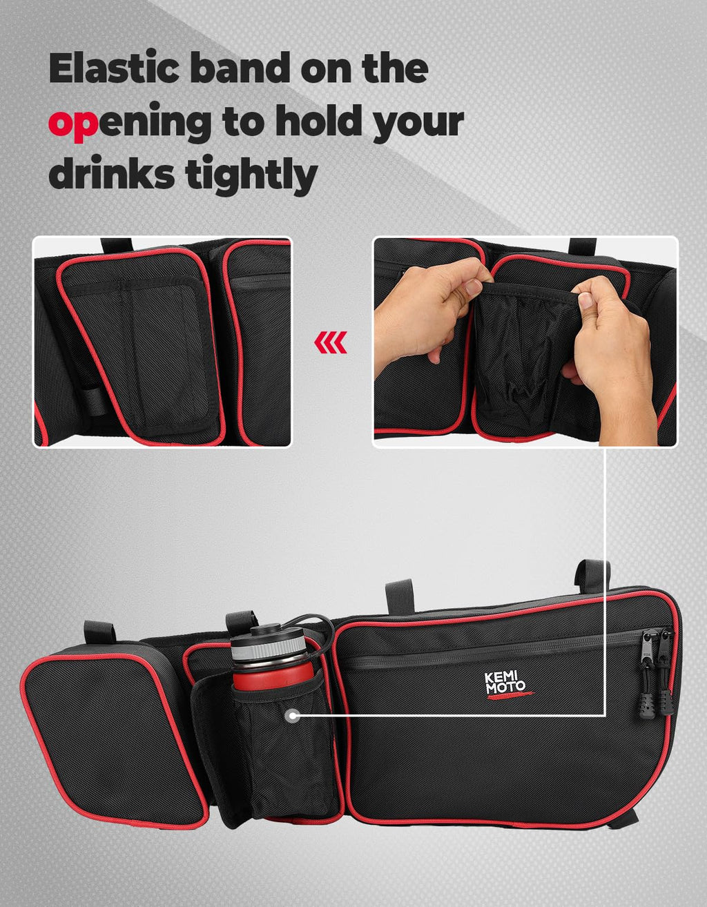 Door Bags with Removable Knee Pads for Can-Am Maverick X3 - Red – fits Can-Am Maverick X3 2-Seat (view 7)