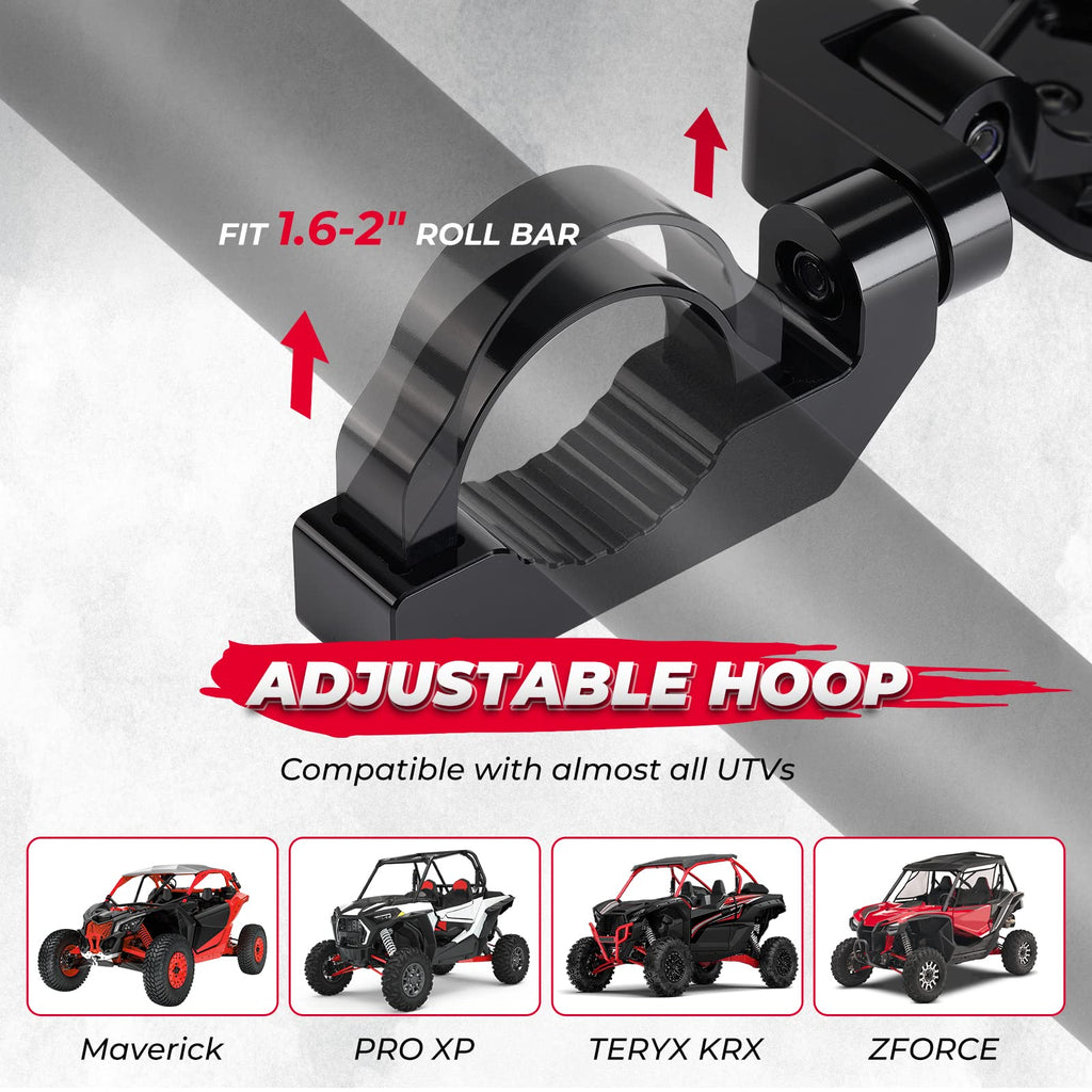 CNC Aluminum UTV Side Mirrors for 1.6"-2" Roll Bar