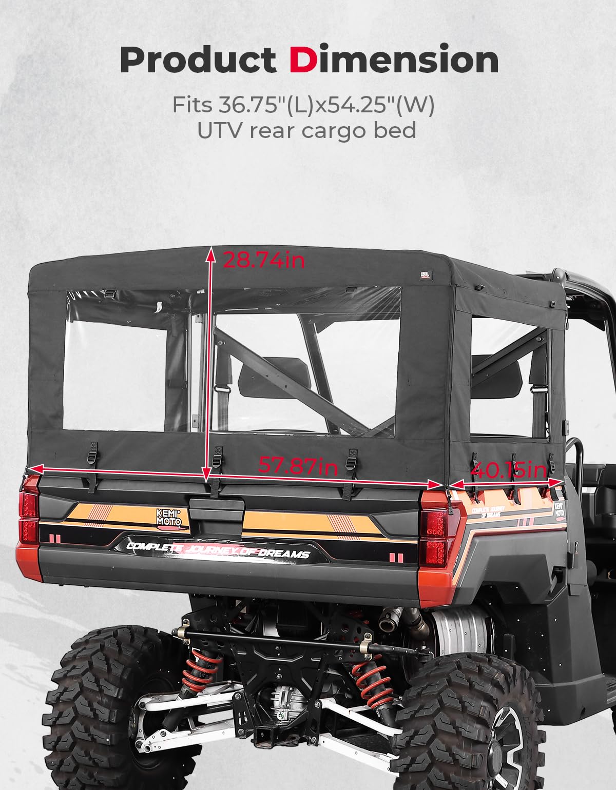 UTV Soft Cargo Camper Bed Cover Rack for Polaris Ranger 570 Full-size/XP 900/1000 / XP 1000 / Crew