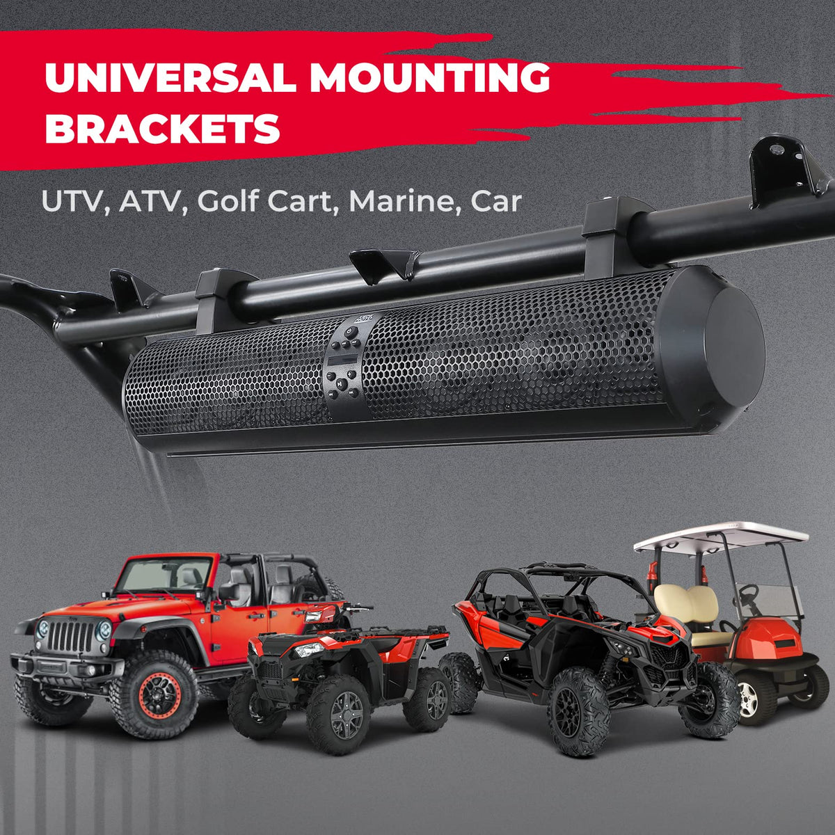 6 Speaker 28" UTV Bluetooth Sound Bar for Can Am Maverick/X3/ Trail/ Defender/ Commander – fits Can-Am Maverick X3 2-Seat...
