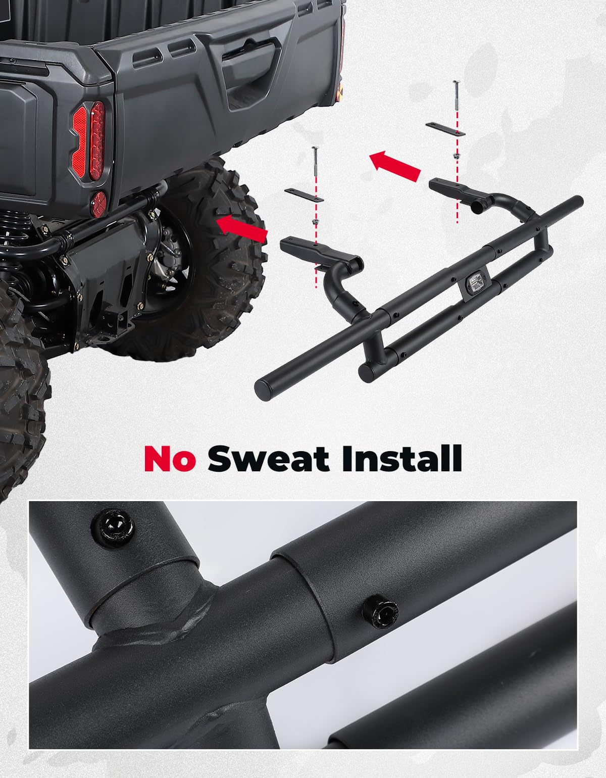 Rear Bumper With Light For Can Am Defender HD5|7|8|9|10 – fits Can-Am Defender MAX HD8