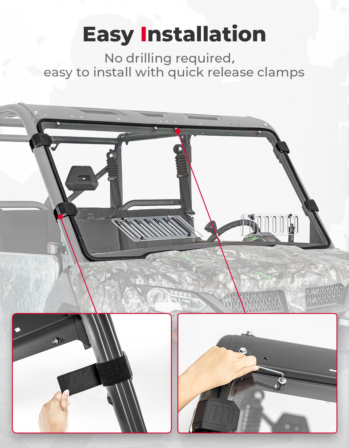 Airflow Sliding Vented Front Windshield for CFMOTO UFORCE 1000|1000XL