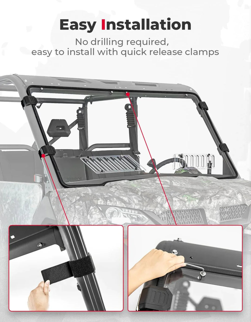 Airflow Sliding Vented Rear & Front Windshield for CFMOTO UFORCE 1000