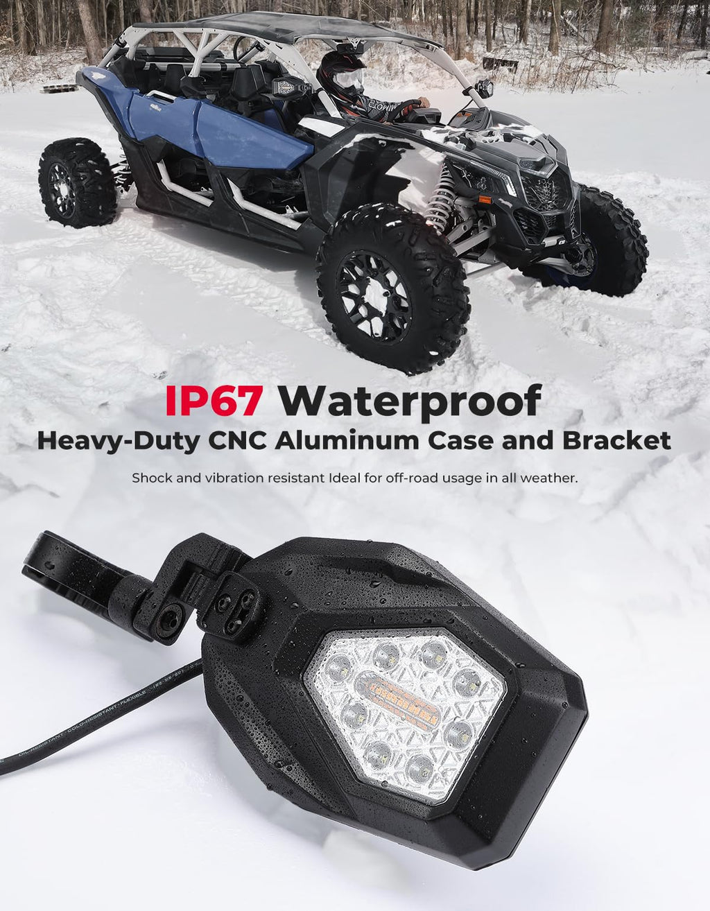 Side Mirrors with LED Turn Lights for Can Am Maverick X3/ RZR w/ 1.6"-2" Roll Bar