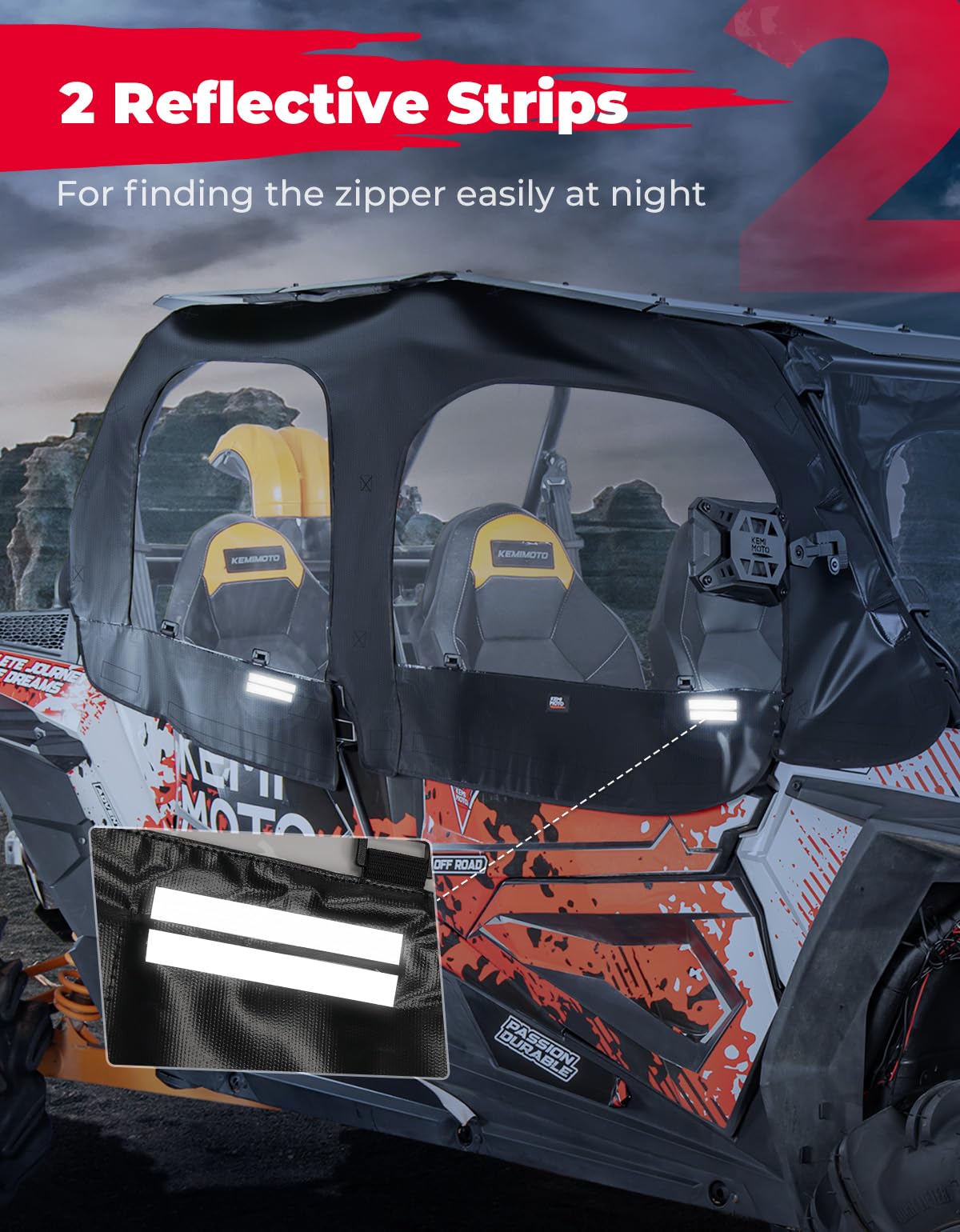 Soft Upper Door Cab Enclosure Set for Polaris RZR XP 4 1000 2014-2023 – fits Polaris RZR XP 4 1000 (2014-2023) (view 6)