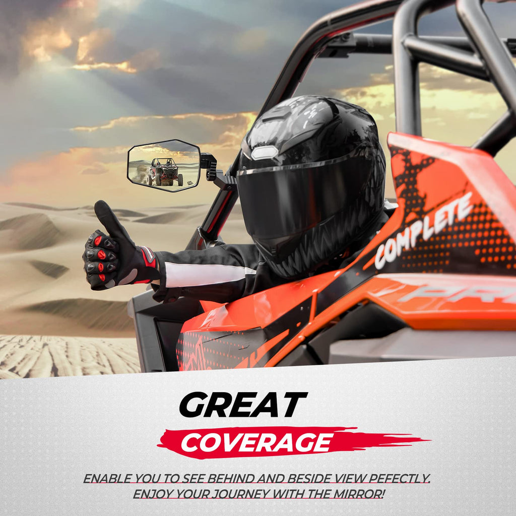 UTV Side Mirrors Fit 1.65"-2" Roll bar for RZR/ X3/ Pioneer/ Talon/ Kawasaki/ CFMOTO (1 pair)