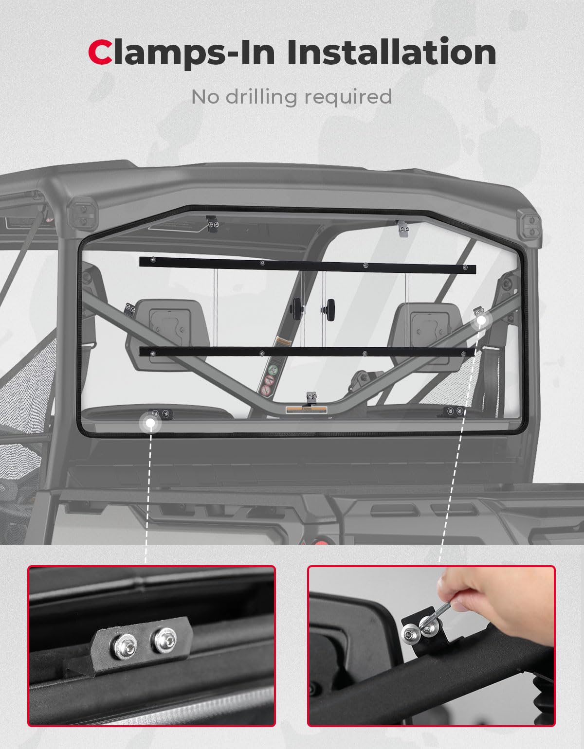 Sliding Rear Windshield for Can-Am Defender HD10|9|8|7|5 – fits Can-Am Defender MAX HD8