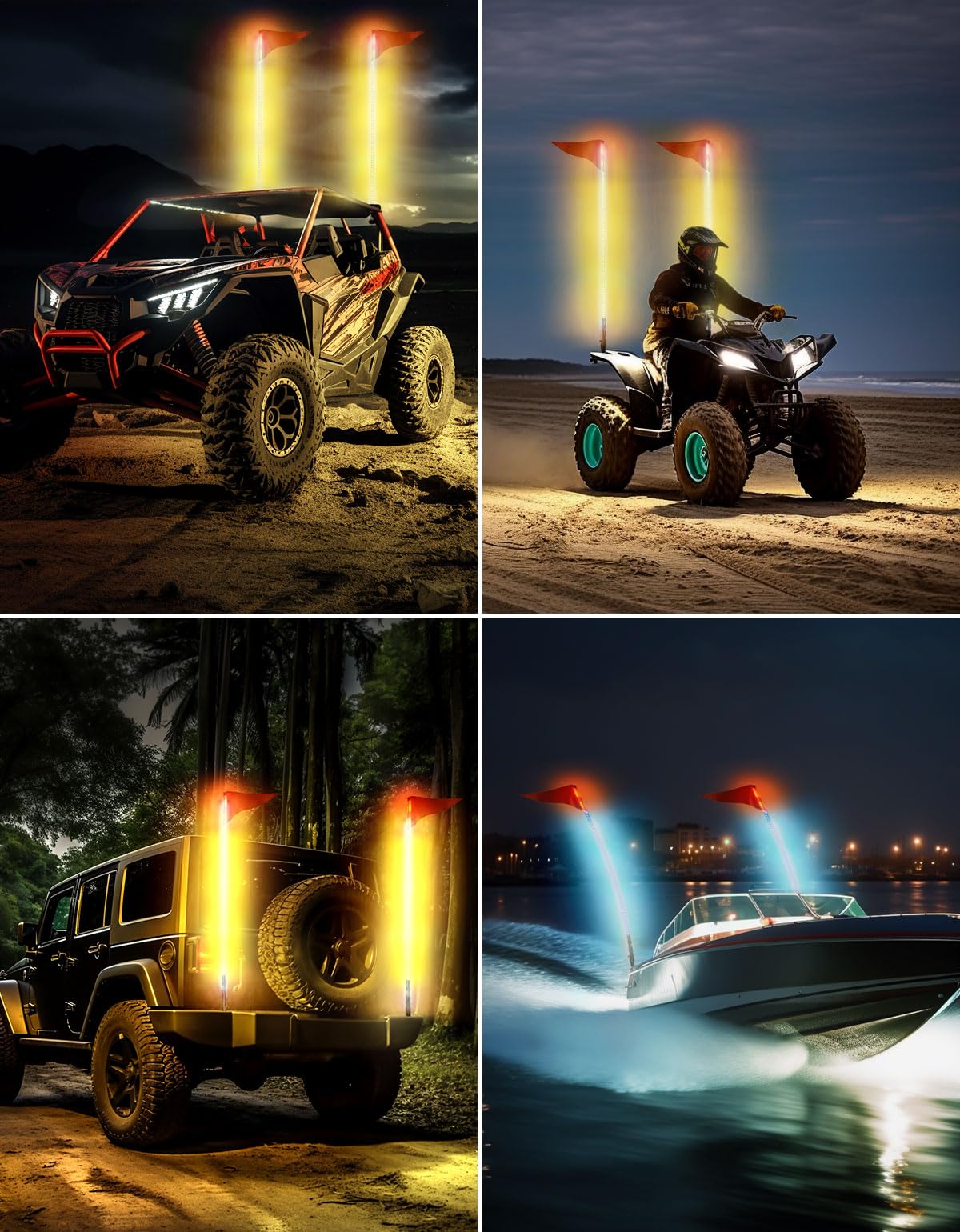 2PCS 5FT UTV Whip Lights with Spring Bases