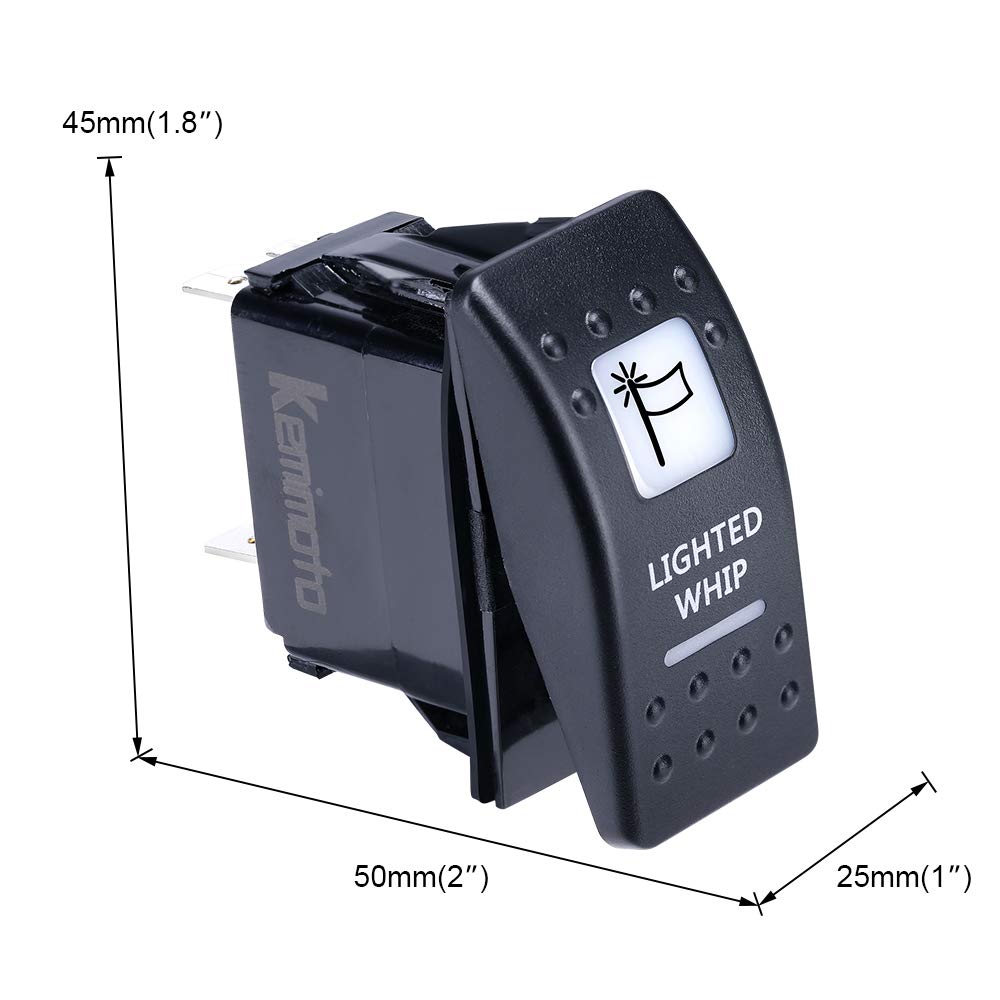 Lighted Whip Illuminated Marine Rocker Switch 12V