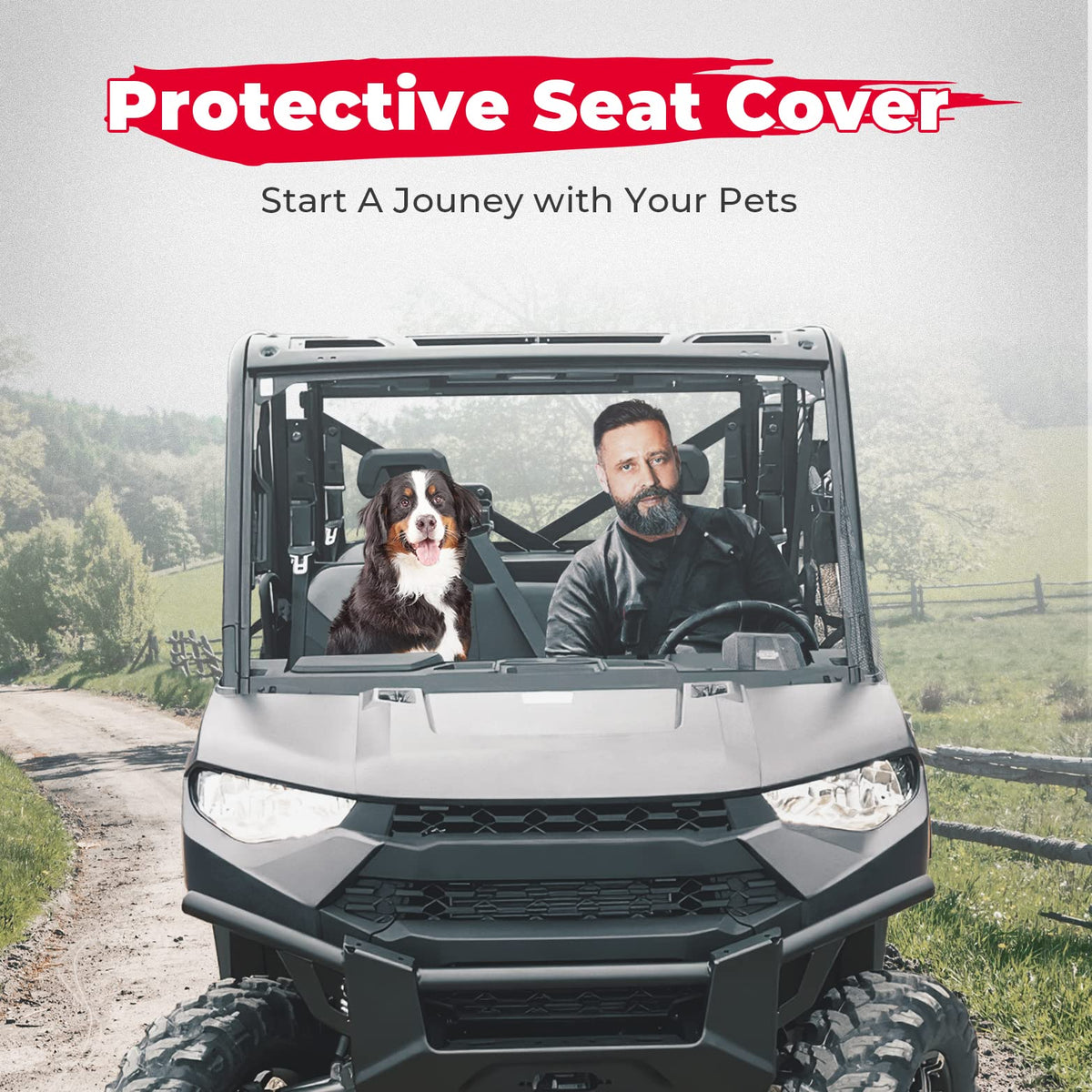 Seat Cover with Headrest Cover for Polaris Ranger Crew 1000/Crew XP 1000