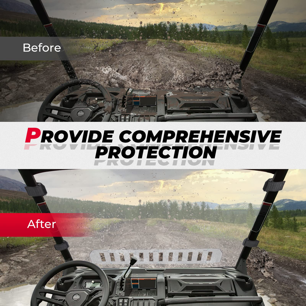 Front Vented Full Windshield for Can Am Defender HD 5/ 8 / 10 / MAX – fits Can-Am Defender MAX HD9