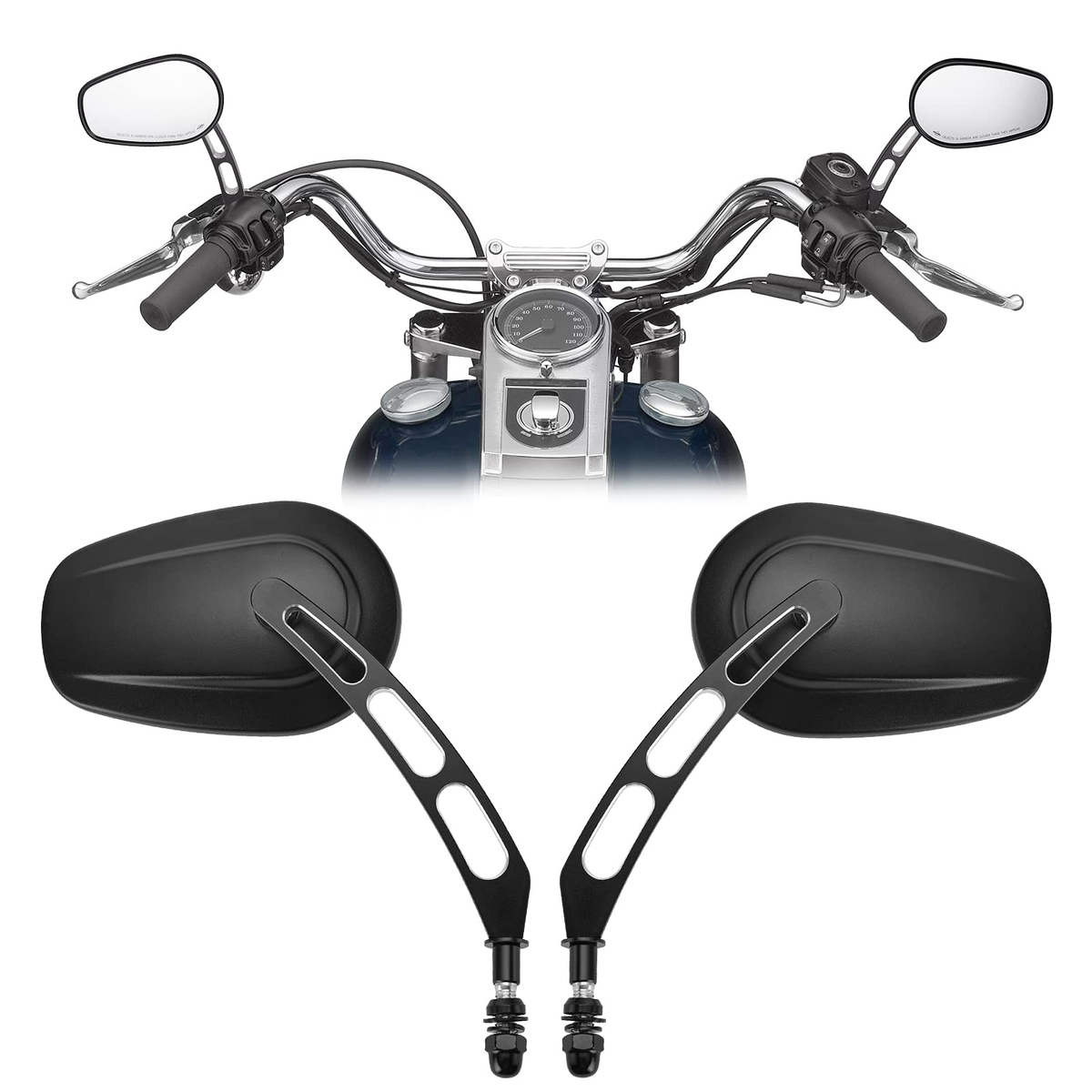 Side Rear View Mirrors with M8 Thread for Harley – fits Polaris Ranger (view 2)