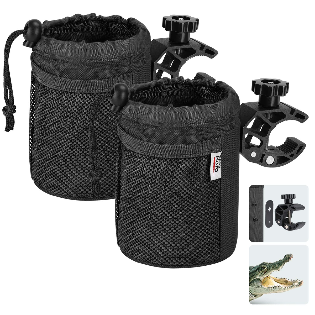 Universal Oxford Fabric Cup Holder with 0.6"-1.5" Alligator Clamp