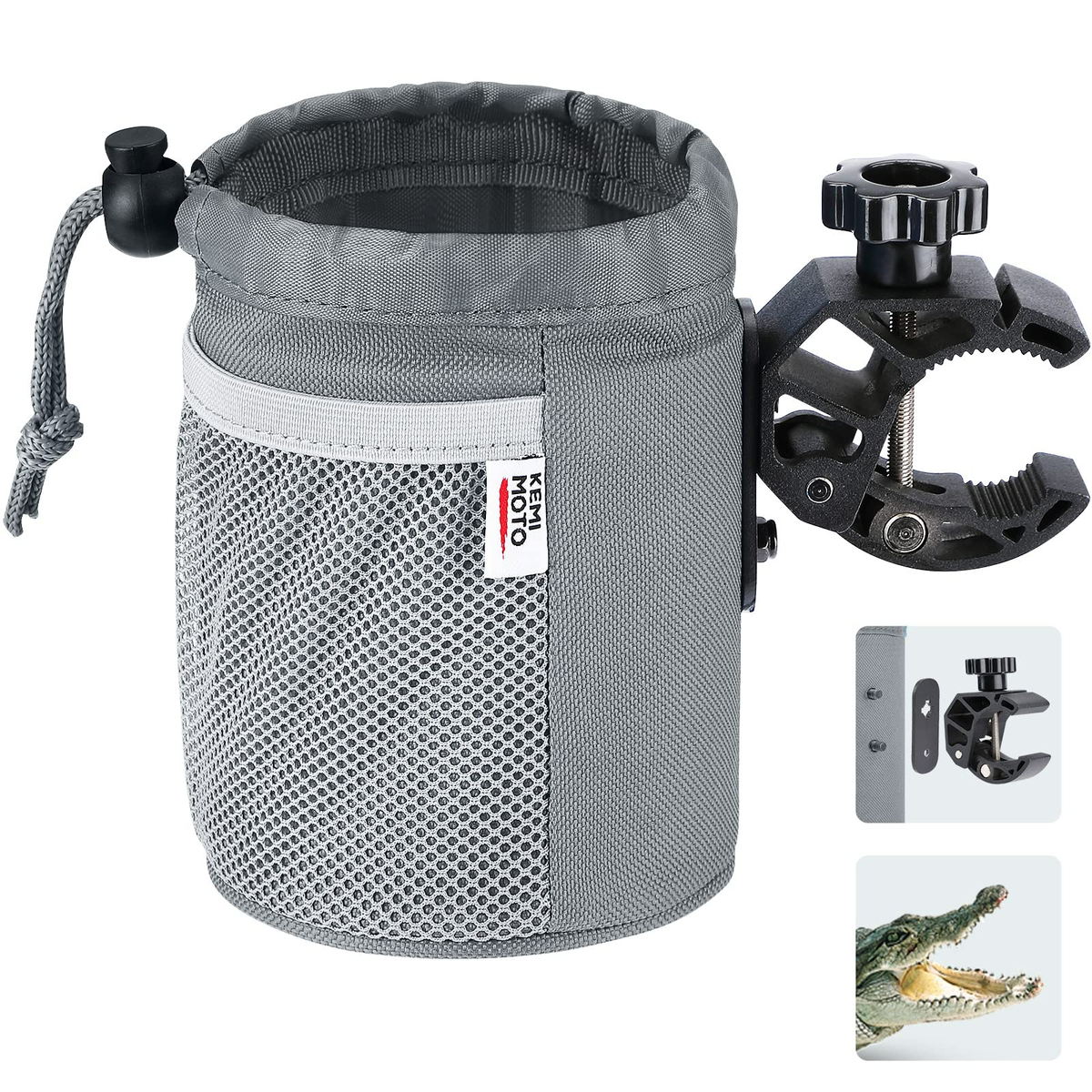 Universal Oxford Fabric Cup Holder with 0.6"-1.5" Alligator Clamp