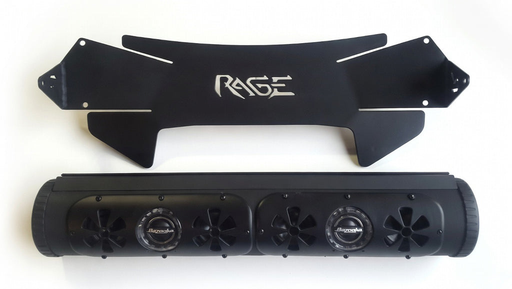 Bazooka Party Bar double side sound bar with Rage Fab Polaris Sportsman High Lifter mount