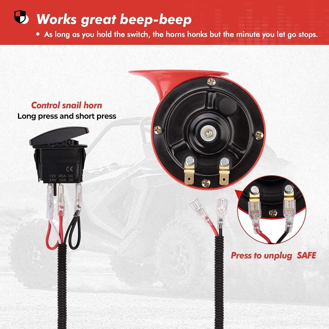 UTV Universal Horn Kit with Rocker Switch 12V
