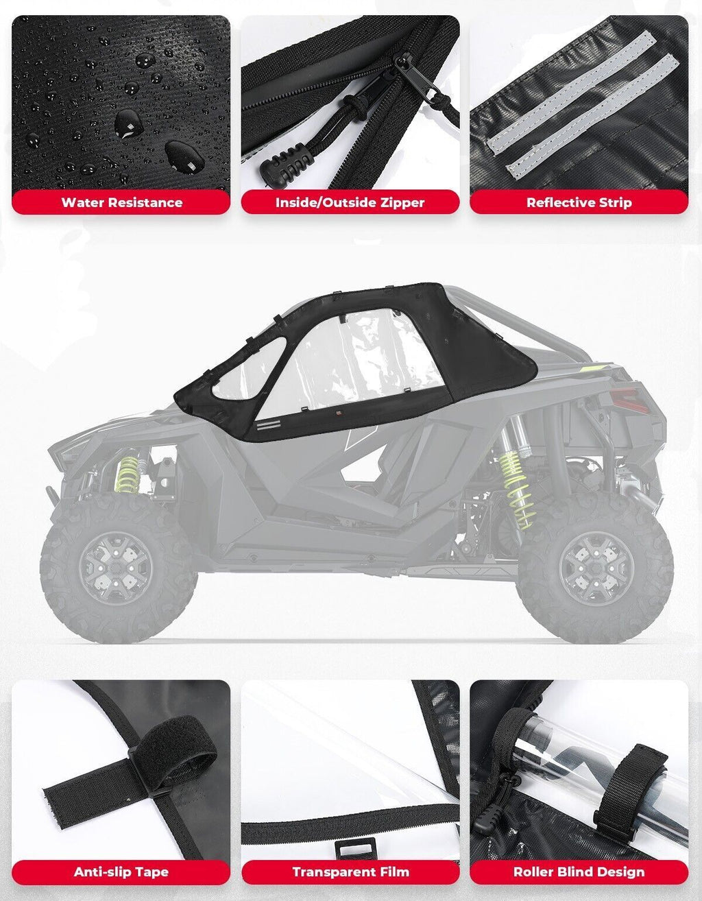 Upgraded Soft Upper Door Cab Enclosure for Polaris RZR PRO XP 2020-2024 – fits Polaris RZR Pro XP (view 5)